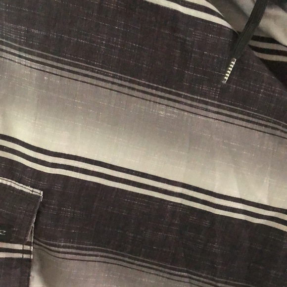 O’Neill Men’s Board Shorts Size 40 Swim Trunks Gray Black Stripes Pocket Beach - Picture 6 of 15